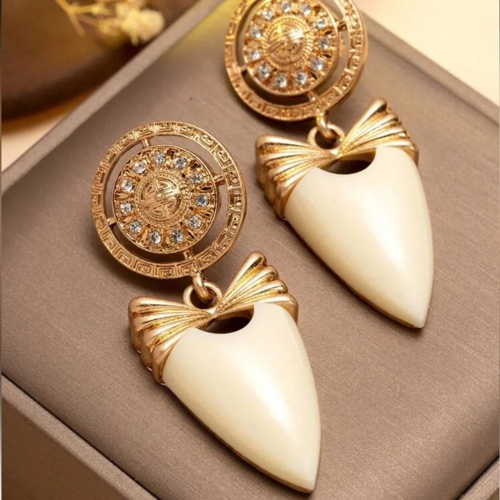 Sculptural Ivory Tusk Drop Earrings